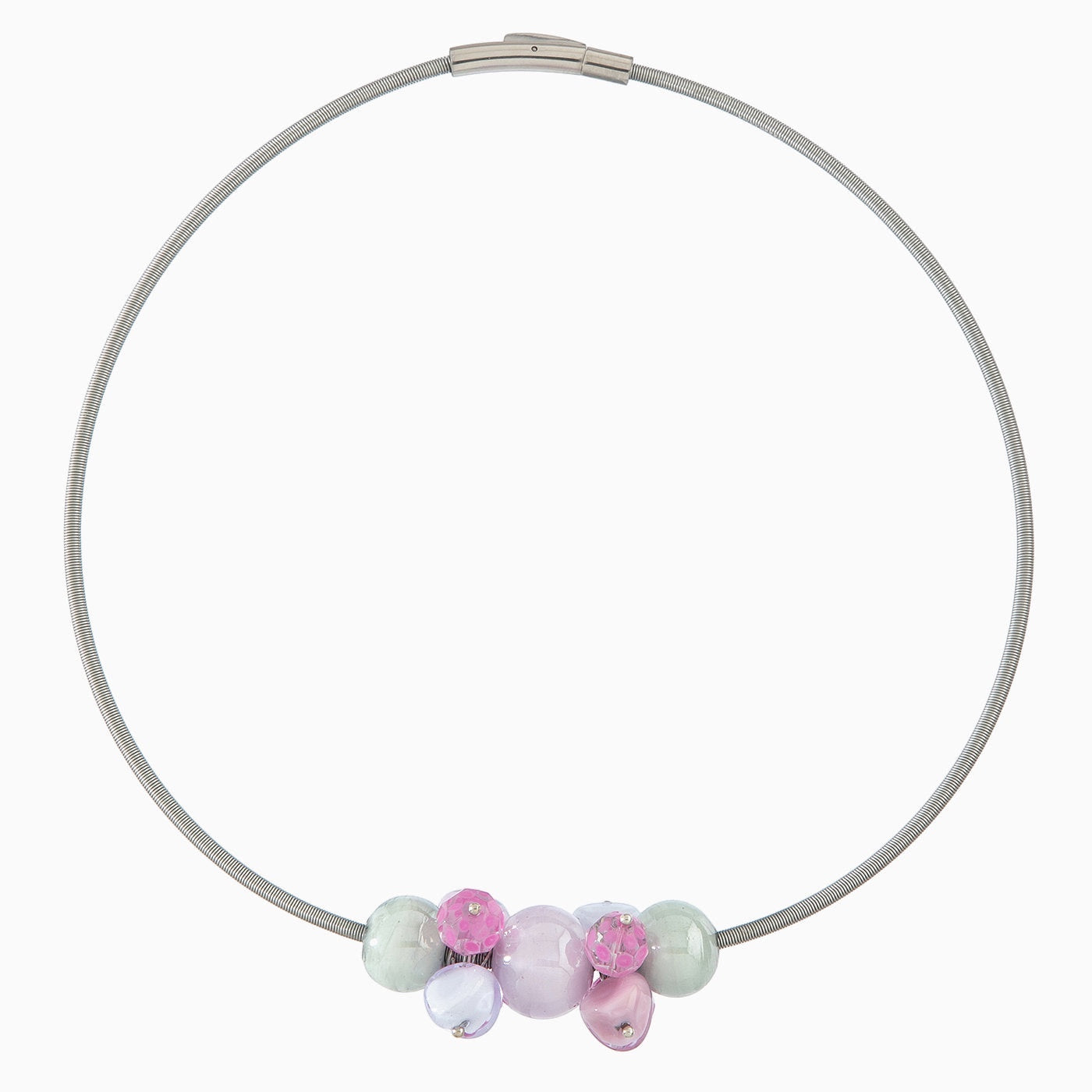 Soraya Necklace Collier, Murano glass with Rhodium Finish over Brass, Tone to Tone Chain,  Made in Italy – Soraya Collection