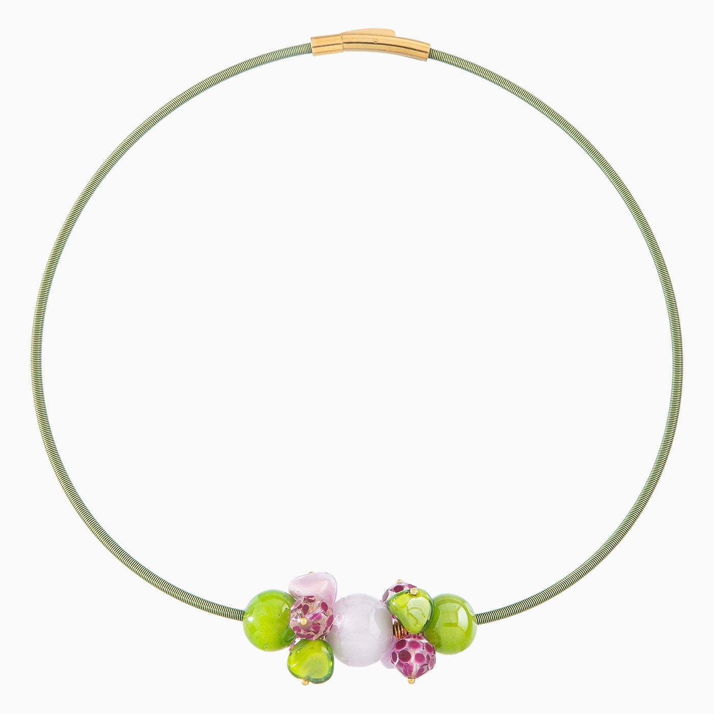 Soraya Necklace Collier, Murano glass with 18Kt Gold Finish over Brass, Tone to Tone Chain,  Made in Italy – Soraya Collection