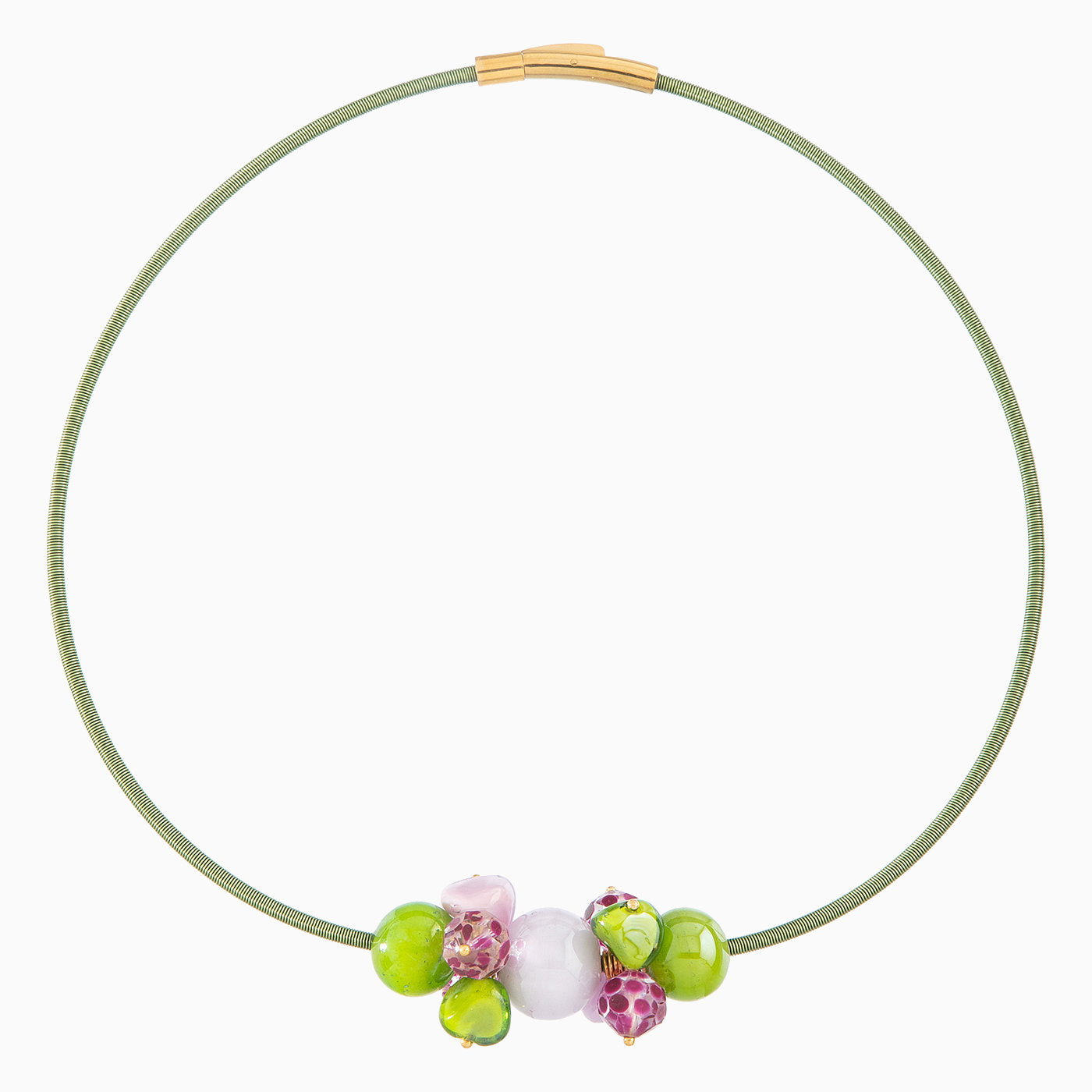 Soraya Necklace Collier, Murano glass with 18Kt Gold Finish over Brass, Tto Tone Chain,  Made in Italy – Soraya Colle