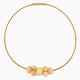 Soraya necklace collier, Murano glass with 18KT gold finish over brass, tone-to-tone chain, Made in Italy — detail of the beadwork.