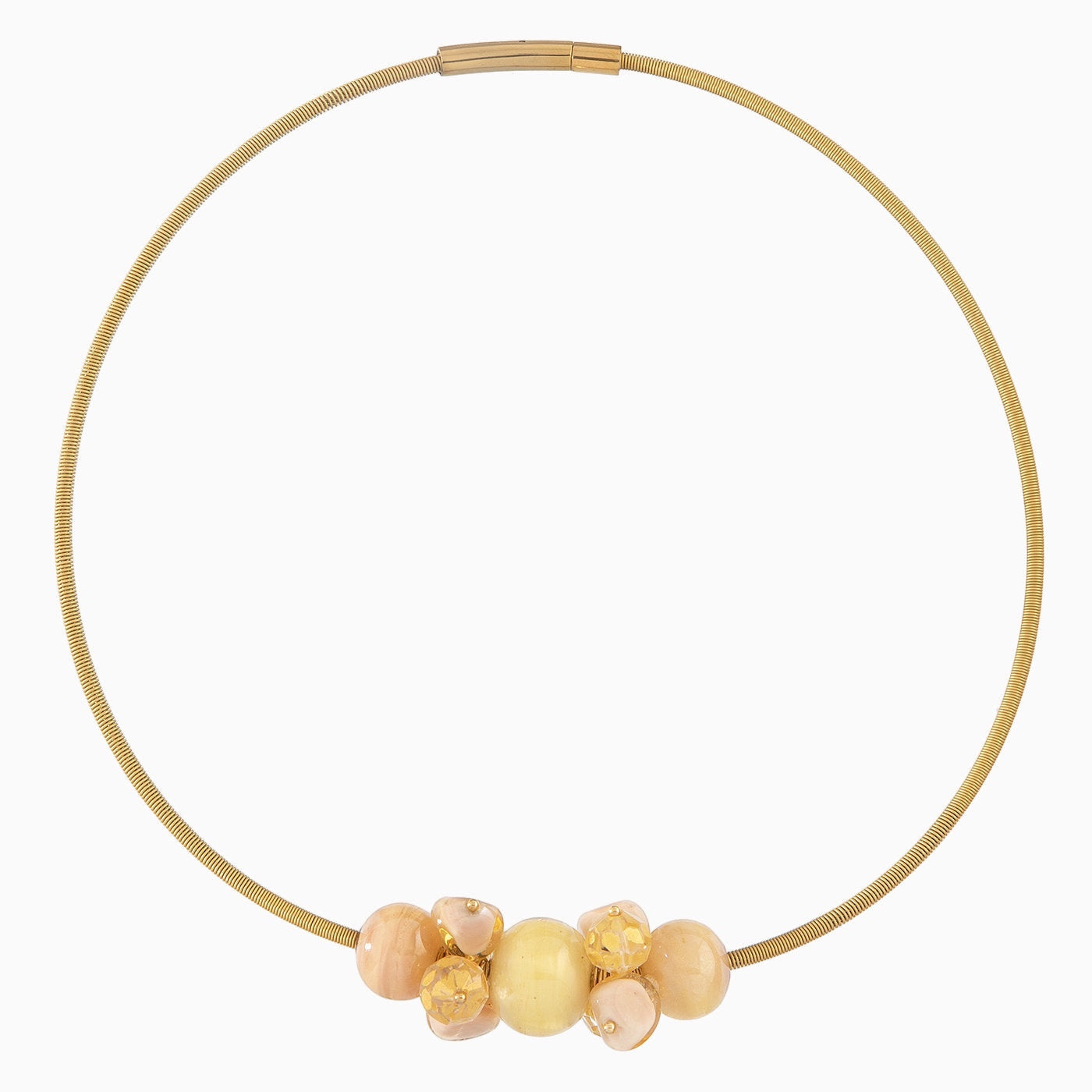 Soraya Necklace Collier, Murano glass with 18Kt Gold Finish over Brass, Tone to Tone Chain,  Made in Italy – Soraya Collection