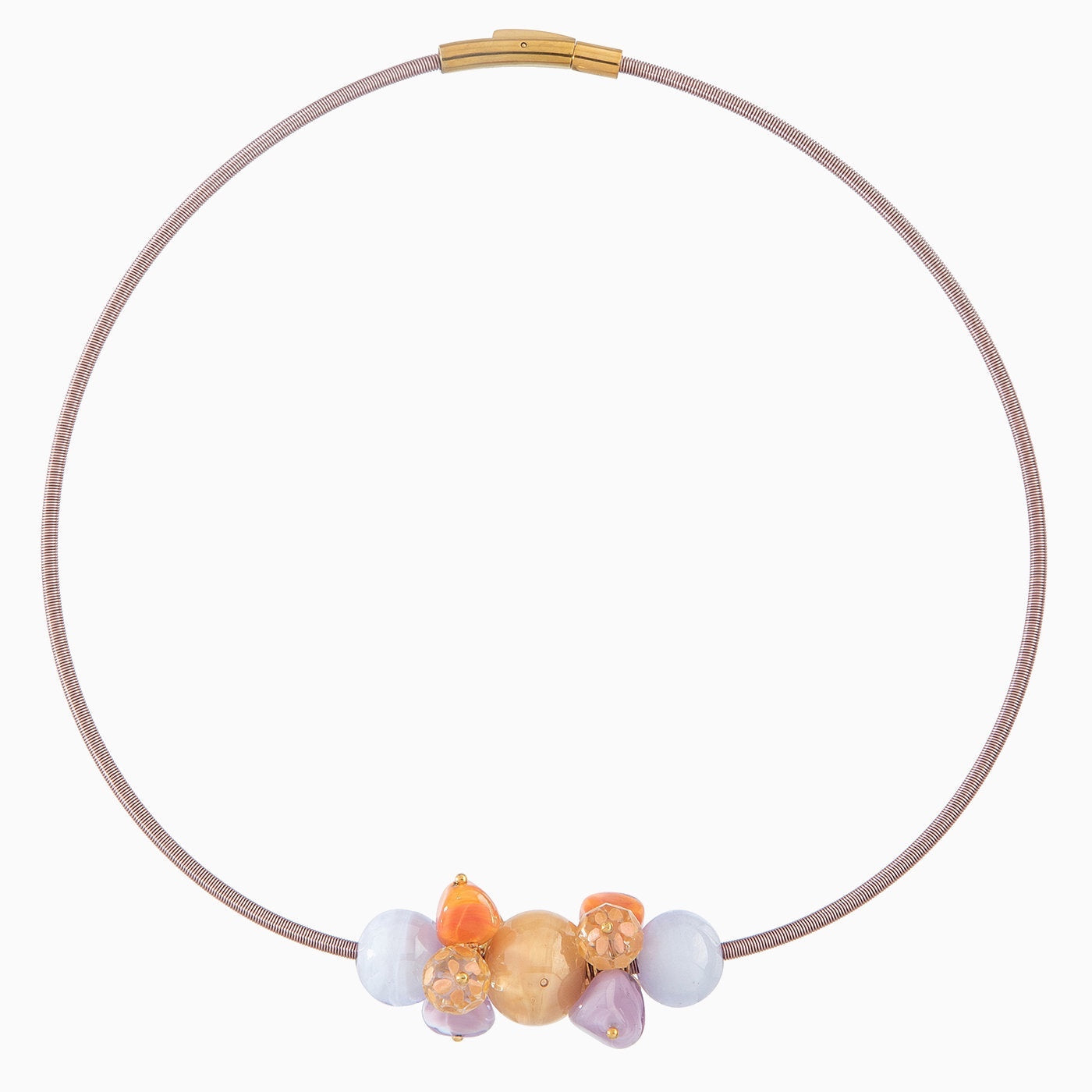 Soraya Necklace Collier, Murano glass with 18Kt Gold Finish over Brass, Tone to Tone Chain,  Made in Italy – Soraya Collection