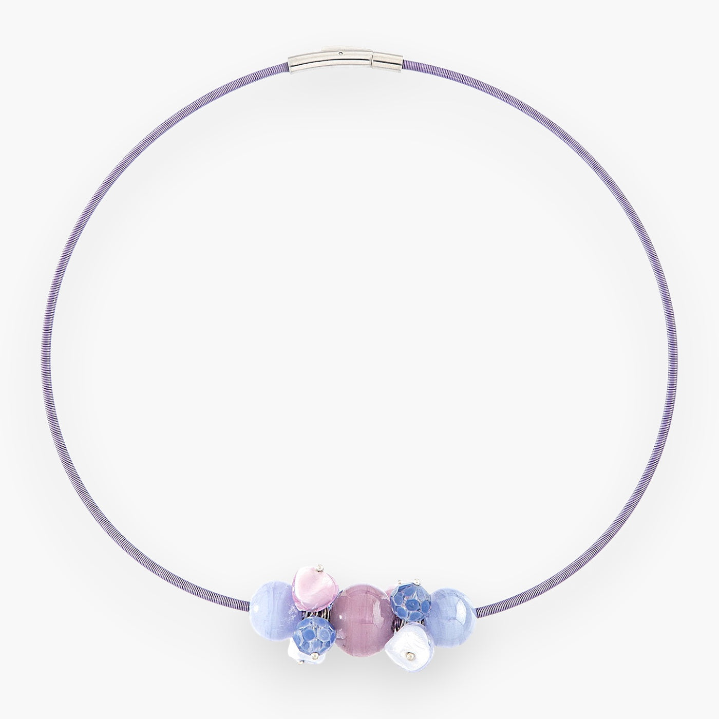 Soraya Necklace Collier, Murano glass with Rhodium Finish over Brass, Tone to Tone Chain,  Made in Italy – Soraya Collection
