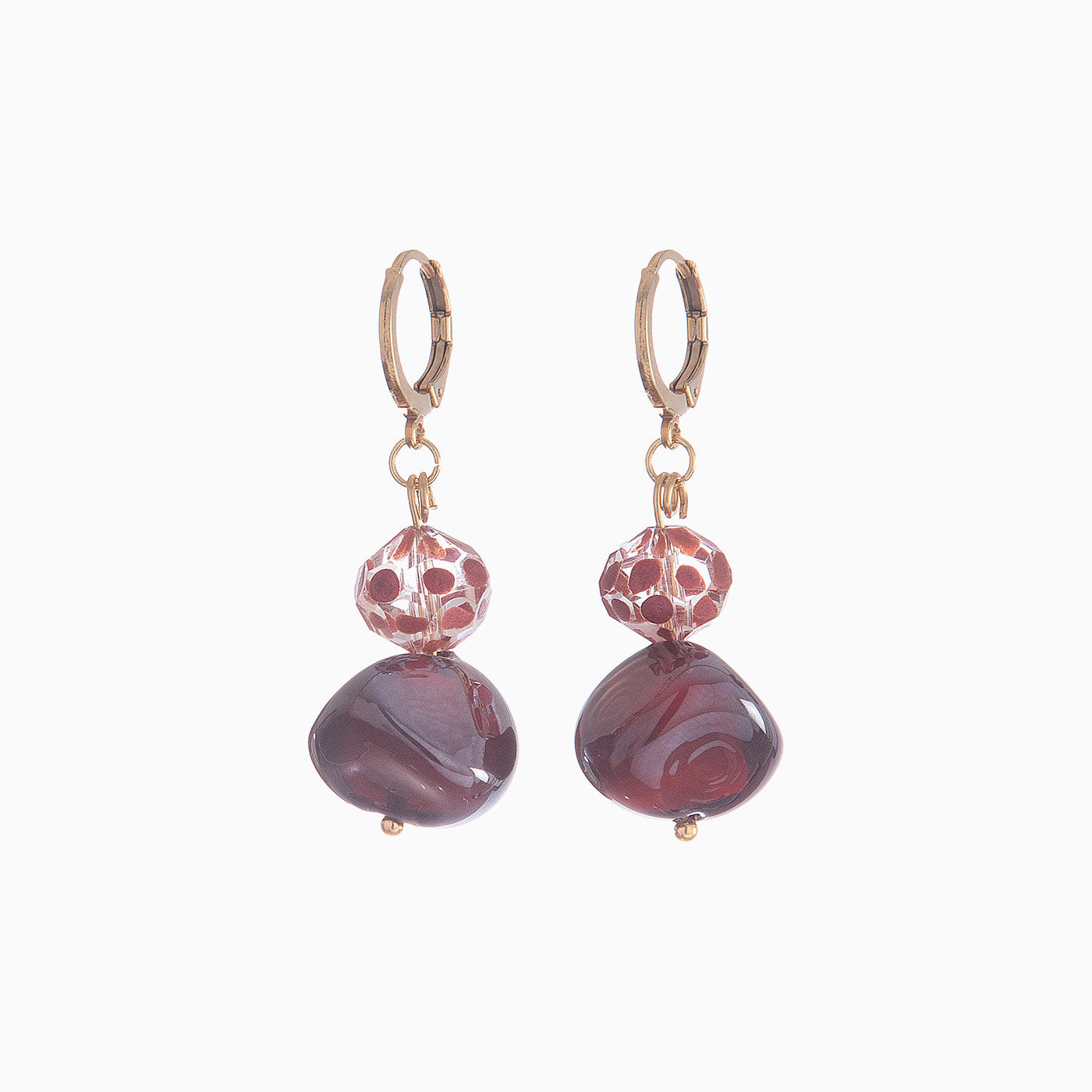 Soraya Earrings, Murano glass with 18KT Gold Finish over Brass , Made in Italy – Soraya Collection