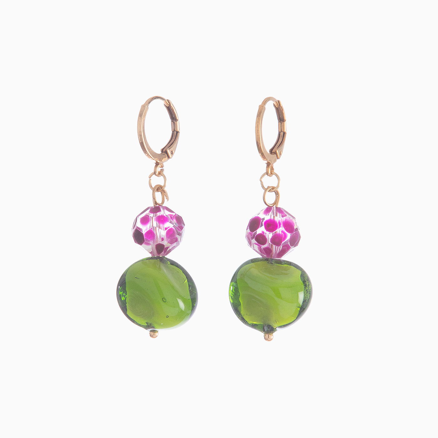 Soraya Earrings, Murano glass with 18KT Gold Finish over Brass , Made in Italy – Soraya Collection