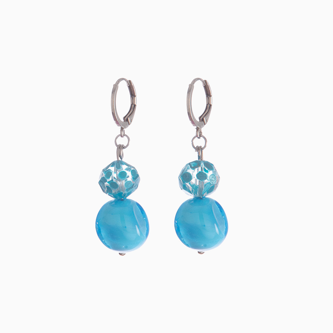 Soraya Earrings, Murano glass with Rhodium Finish over Brass , Made in Italy – Soraya Collection