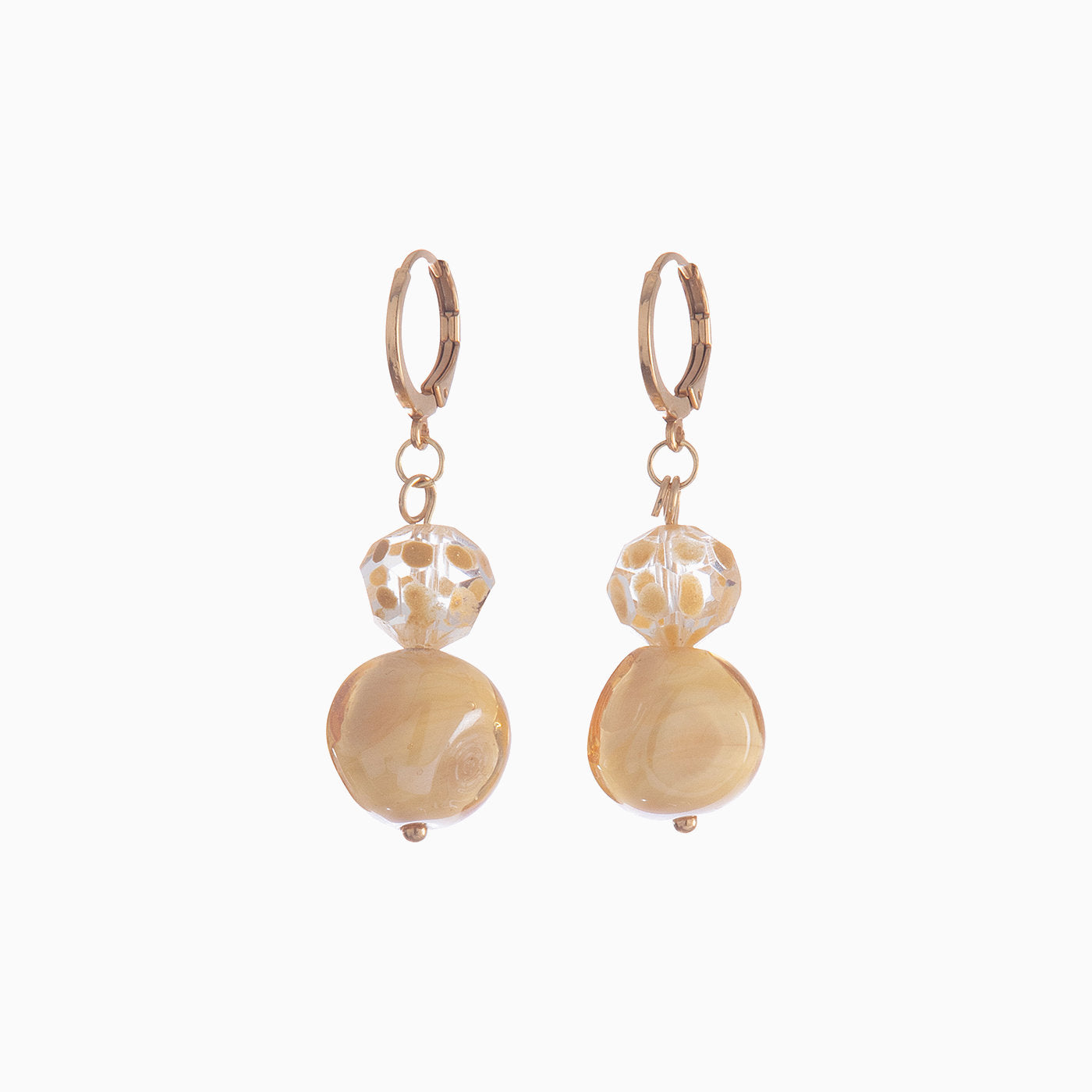 Soraya Earrings, Murano glass with 18KT Gold Finish over Brass , Made in Italy – Soraya Collection