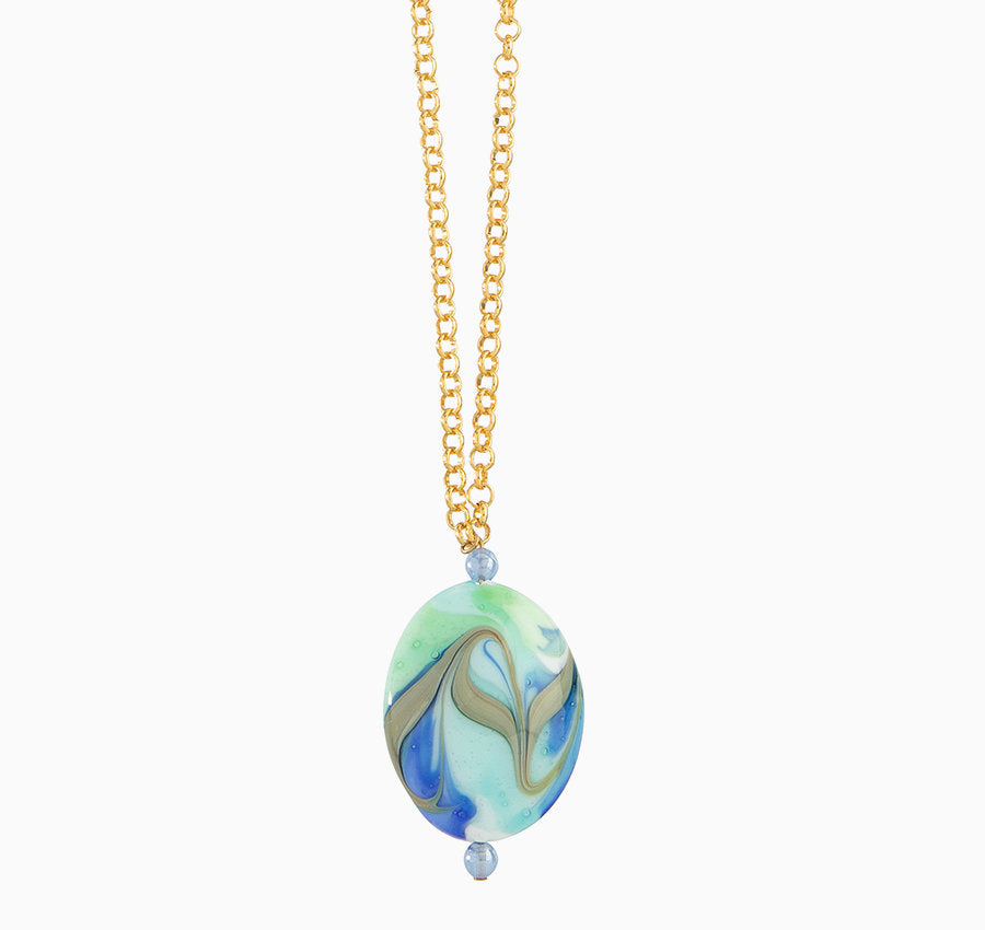 Malika Pendant Necklace, Murano glass with 18KT Gold Finish over Brass, Made in Italy – Malika Collection


