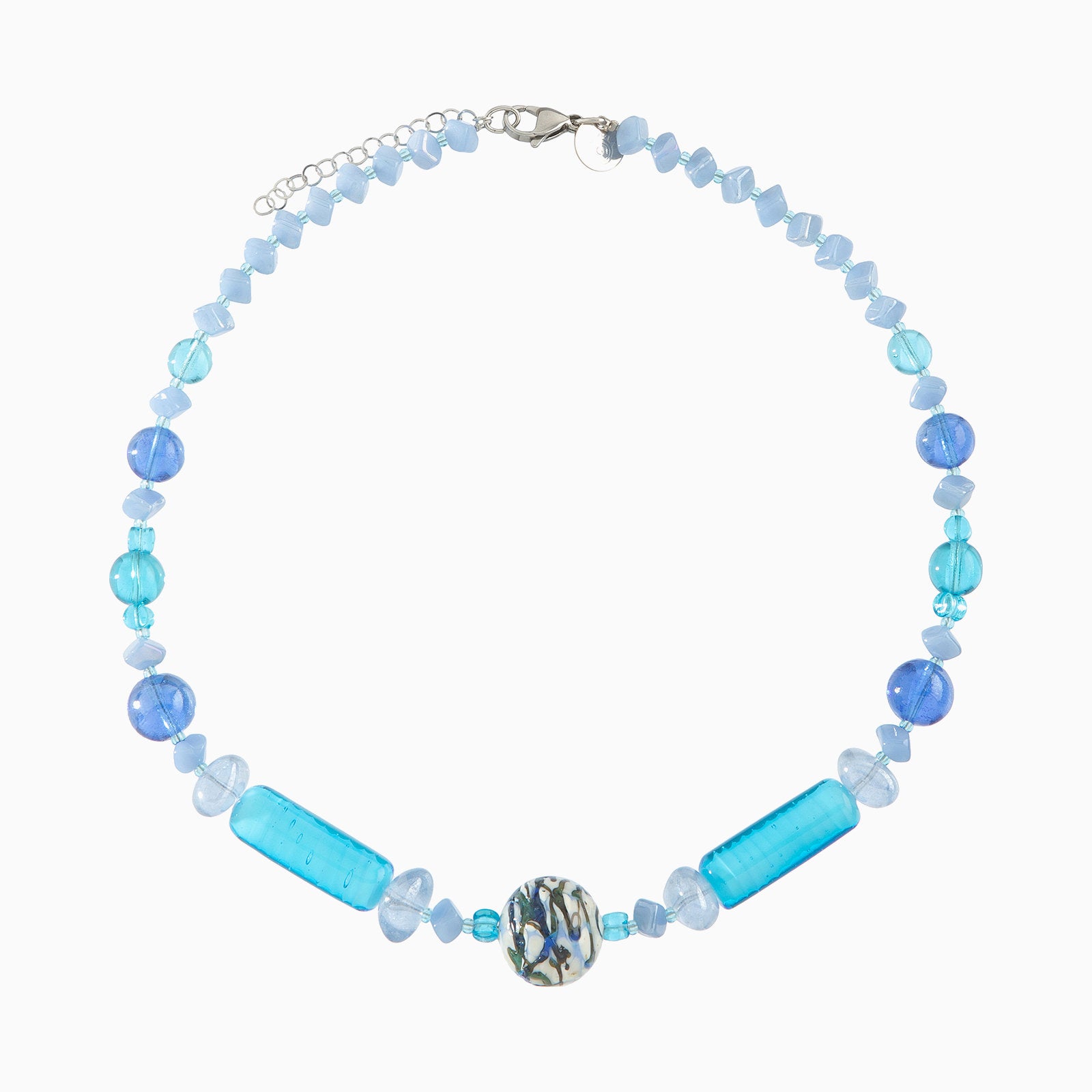 Tasnim Necklace Collier, Murano glass with Rhodium  Finish over Brass and Stainless Steel clasp, Made in Italy – Tasnim Collection