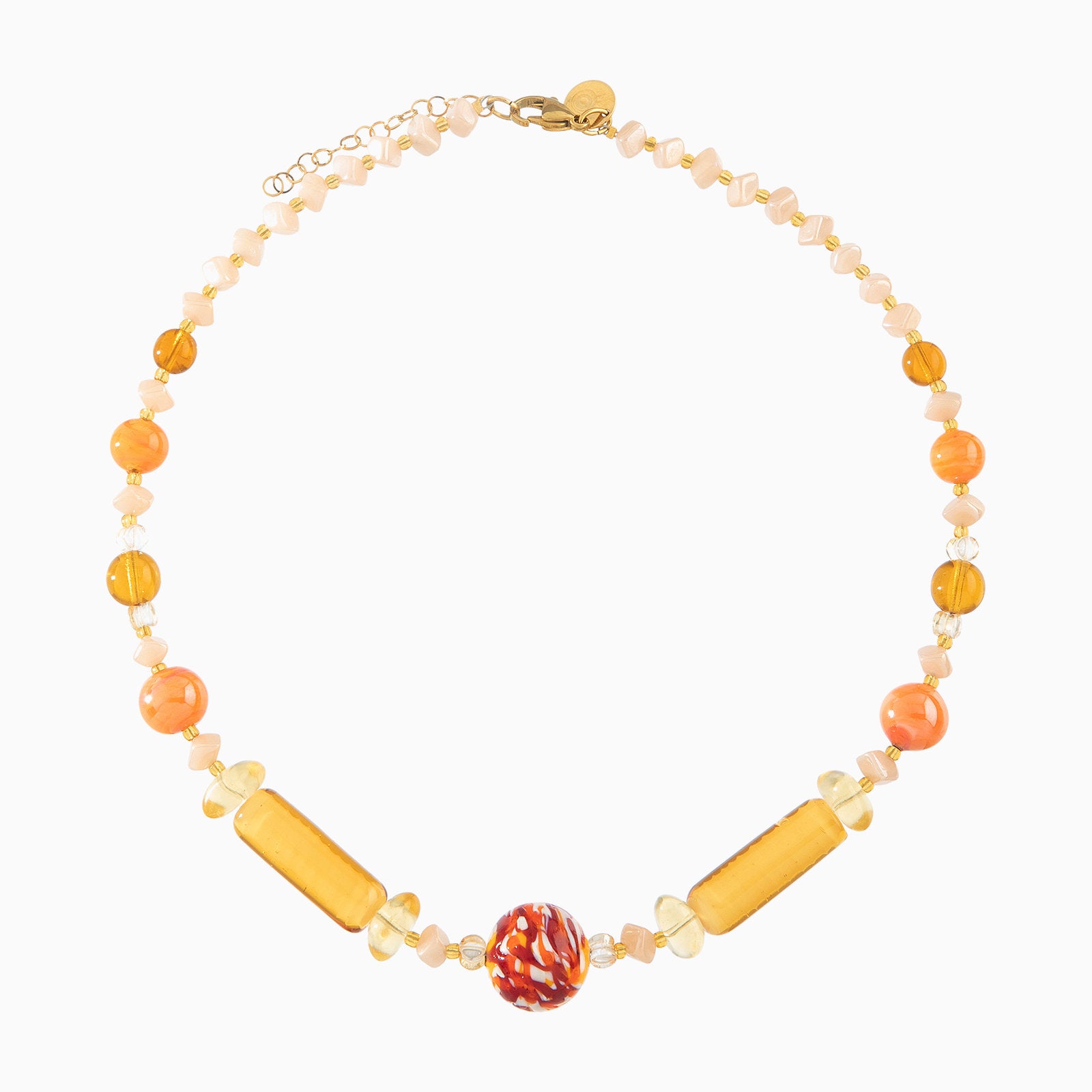 Tasnim Necklace Collier, Murano glass with 18KT Gold Finish over Brass and Stainless Steel, Made in Italy – Tasnim Collection