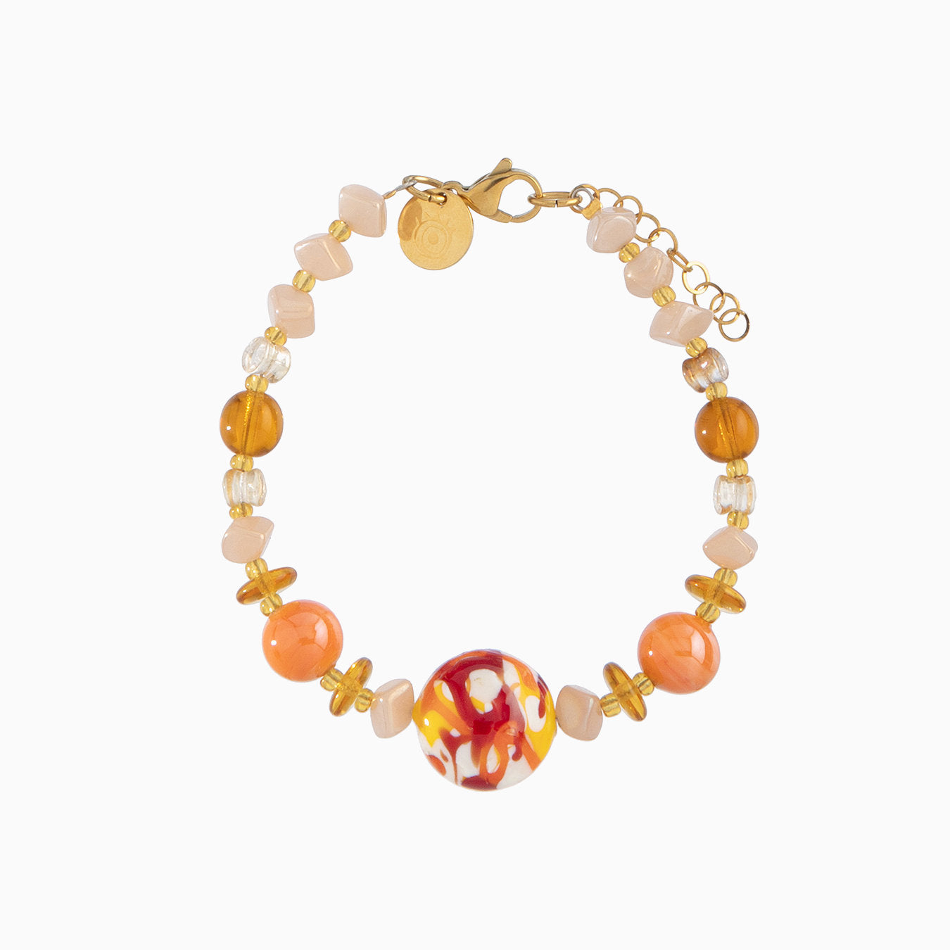 Tasnim Bracelet, Murano glass with 18KT Gold Finish over Brass and Stainless Steel clasp, Made in Italy – Tasnim Collection