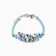 Murano glass bracelet with leather, Rhodium Finish over Brass  – Tasnim Collection