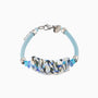 Murano glass bracelet with leather, Rhodium Finish over Brass  – Tasnim Collection