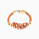 Murano glass bracelet with leather, 18KT Gold Finish over Brass– Tasnim Collection