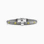 Blast men's bracelet — rubber strap with hematite stone beads and rhodium-finished stainless steel, contemporary Italian design.