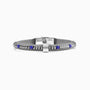 Blast men's bracelet showing hematite beads and rubber detailing, 21 cm length, handcrafted in Italy.