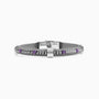 Blast men's rubber and hematite bracelet, side view with stainless steel hardware and rhodium finish.