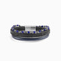 Drip Collection men's bracelet with braided leather, hematite beads and stainless steel accents, 20 cm length, contemporary Italian men's jewelry — detail view.