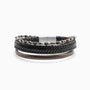 Drip Collection men's bracelet with braided leather, hematite beads and stainless steel accents, 20 cm length, contemporary Italian men's jewelry.