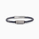 Grit Collection men’s bracelet with Murano glass, braided leather, steel and brass, rhodium finish, 20 cm length.