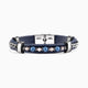 Melt men's industrial bracelet — Murano glass with rubber strap, aluminum accents, hematite beads and stainless steel clasp.