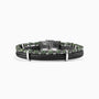 Void Collection - Murano Glass Bracelet with green beads and black leather strap on a white background