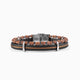 Void Collection - Murano Glass Multistrand bracelet with brown beads and black leather straps on a white background