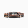 Void Collection - Murano Glass Multistrand bracelet with brown beads and black leather straps on a white background