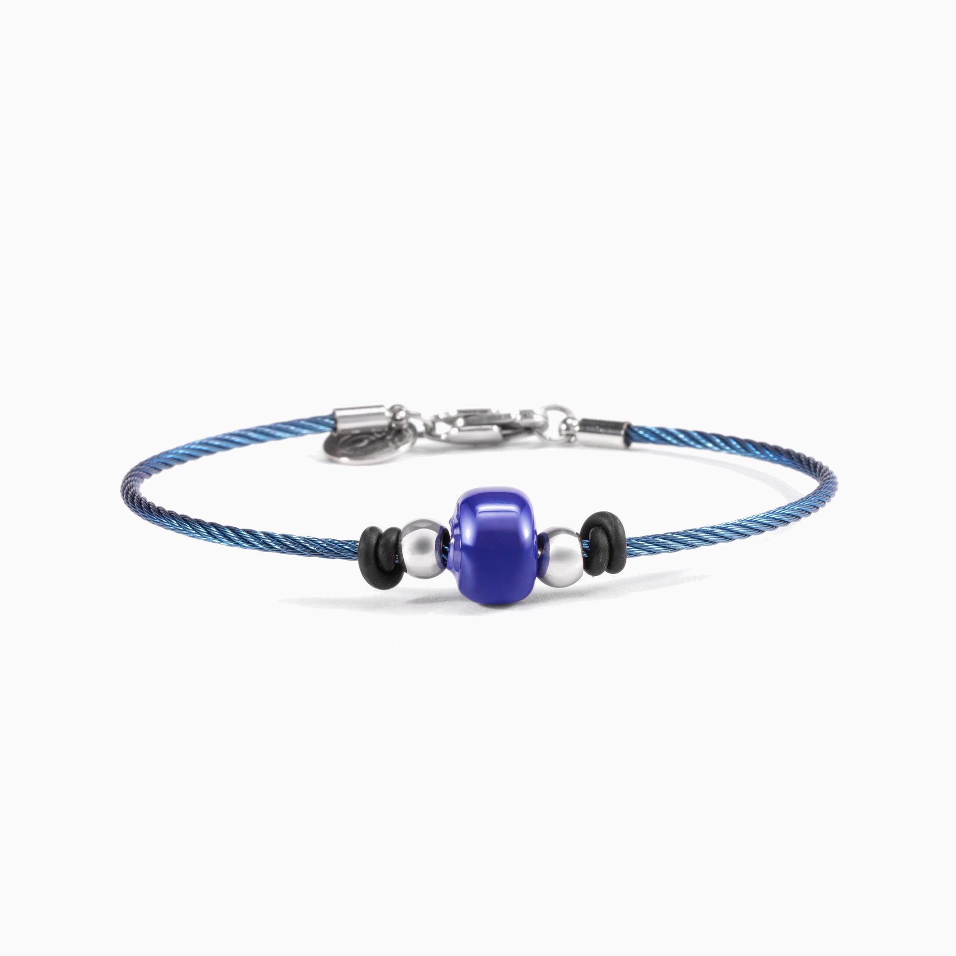 Ghost men's industrial bracelet in brushed stainless steel and silicone, handcrafted in Venice, Italy.