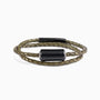 Tag Collection - Murano Glass Bracelet with braided design and black cylindrical beads on a white background