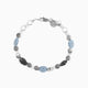 Hush Collection men’s bracelet with lava stone, stainless steel and brass, rhodium finish, 20 cm length.