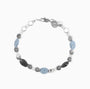 Hush Collection men’s bracelet with lava stone, stainless steel and brass, rhodium finish, 20 cm length.