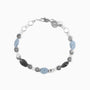 Hush Collection men’s bracelet with lava stone, stainless steel and brass, rhodium finish, 20 cm length.