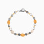 Hush Collection men's bracelet with lava stone, stainless steel and brass, rhodium finish, 20 cm length — detail of the lava stone beads.