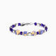 Flux Collection men's bracelet with ceramic cubes, hematite beads and rhodium finish over stainless steel and brass, 20 cm length — side view.