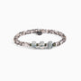 Burn men’s bracelet with ceramic, lava stone and steel elements, rhodium finish over stainless steel and brass, adjustable fit, contemporary Italian design.