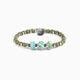 Burn men's bracelet with ceramic, lava stone and steel elements, rhodium finish over stainless steel and brass, adjustable fit, contemporary Italian design — angled view.