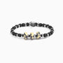 Burn men's bracelet with ceramic, lava stone and steel elements, rhodium finish over stainless steel and brass, adjustable fit, contemporary Italian design — side view.