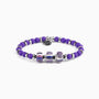 Burn men's bracelet with ceramic, lava stone and steel elements, rhodium finish over stainless steel and brass, adjustable fit, contemporary Italian design — detail of the ceramic and lava stone.