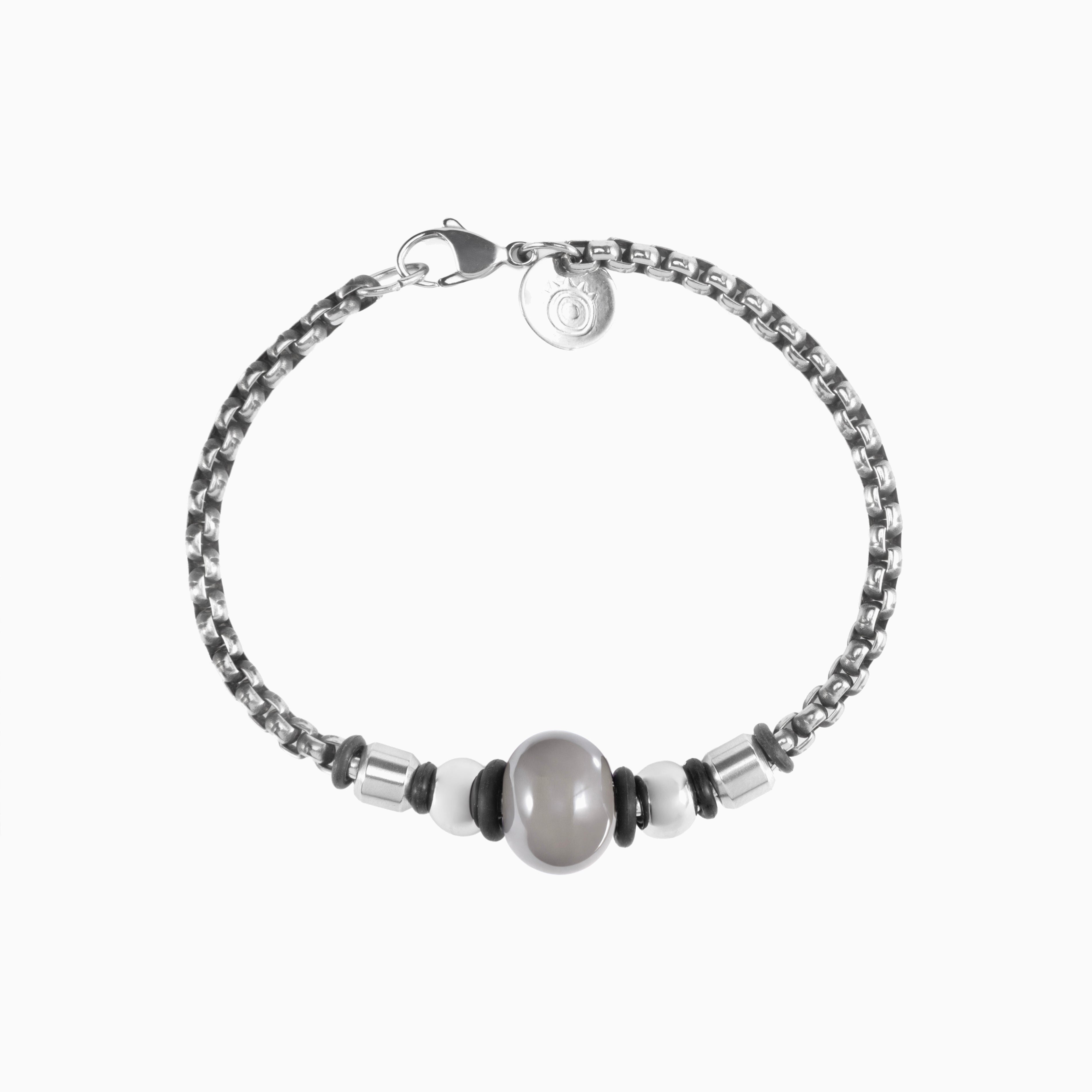 Steel Collection - Murano Glass Bracelet with beads on a white background