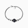 Steel Collection - Murano Glass Bracelet with black bead and silver chain on a white background