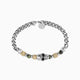 Dusk Collection men’s bracelet with stainless steel chain, lava stone, tiger eye and jasper beads, skull detail, 20 cm length, contemporary Italian design.