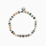Blank men's bracelet with jasper, lapis lazuli, labradorite and tiger eye stones, rhodium finish over stainless steel and brass, adjustable stretch fit, contemporary Italian design — side view.