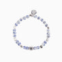 Blank men's bracelet with jasper, lapis lazuli, labradorite and tiger eye stones, rhodium finish over stainless steel and brass, adjustable stretch fit, contemporary Italian design — detail of the stones.