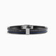 Grain Collection men's bracelet with steel, glass and rubber, rhodium finish over stainless steel and brass, 20 cm length — side view.