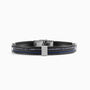 Grain Collection men's bracelet with steel, glass and rubber, rhodium finish over stainless steel and brass, 20 cm length — side view.