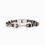 Drift Collection men's bracelet with braided leather, stainless steel anchor detail and silicone accents, 21 cm length, contemporary Italian men's jewelry.