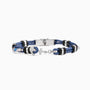 Drift Collection men's bracelet with braided leather, stainless steel anchor detail and silicone accents, 21 cm length, contemporary Italian men's jewelry.
