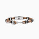 Drift Collection men's bracelet with braided leather, stainless steel anchor detail and silicone accents, 21 cm length, contemporary Italian men's jewelry — side view.