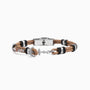 Drift Collection men's bracelet with braided leather, stainless steel anchor detail and silicone accents, 21 cm length, contemporary Italian men's jewelry.